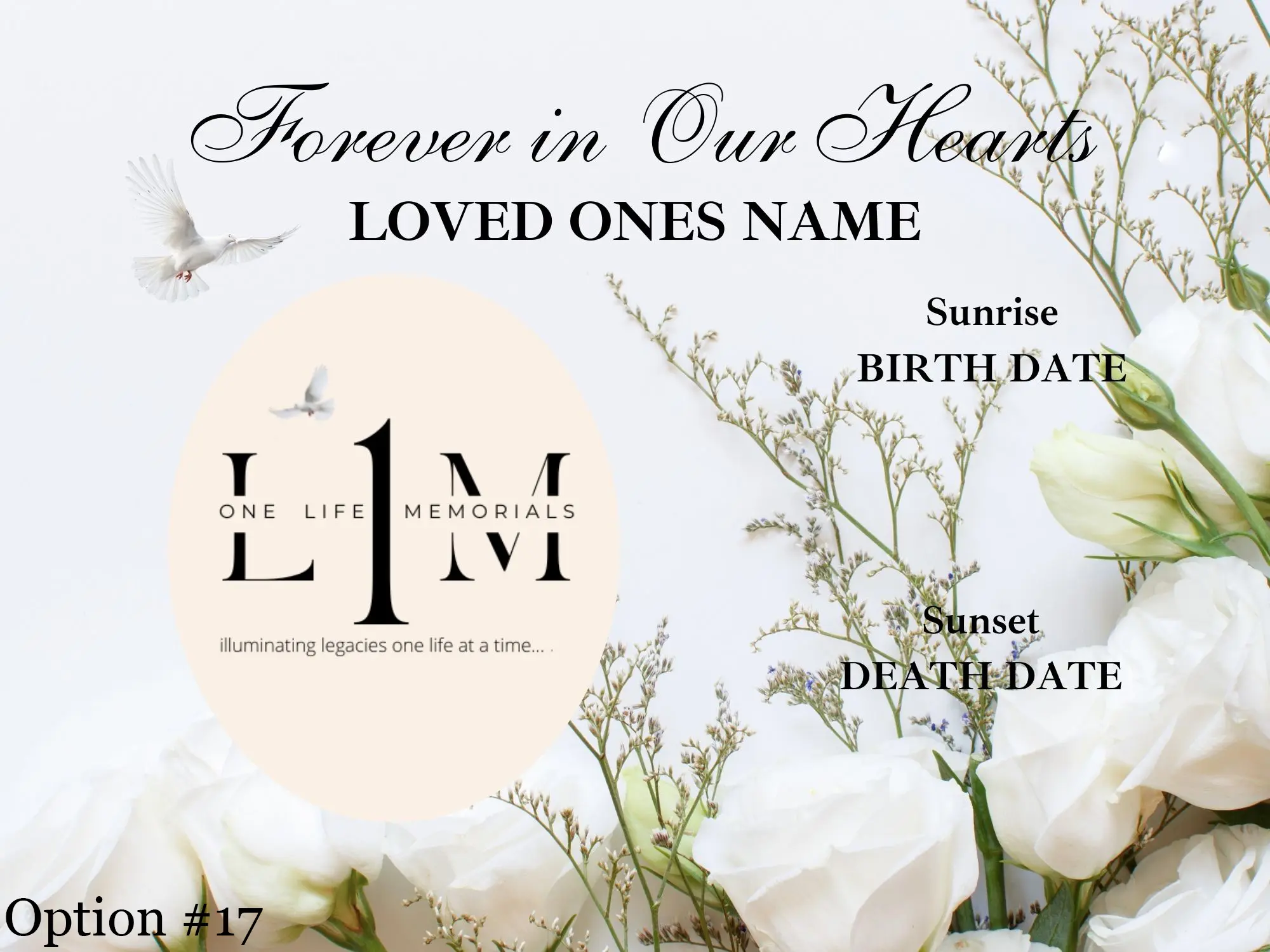 Temporary Grave Marker with Lights - Option #17