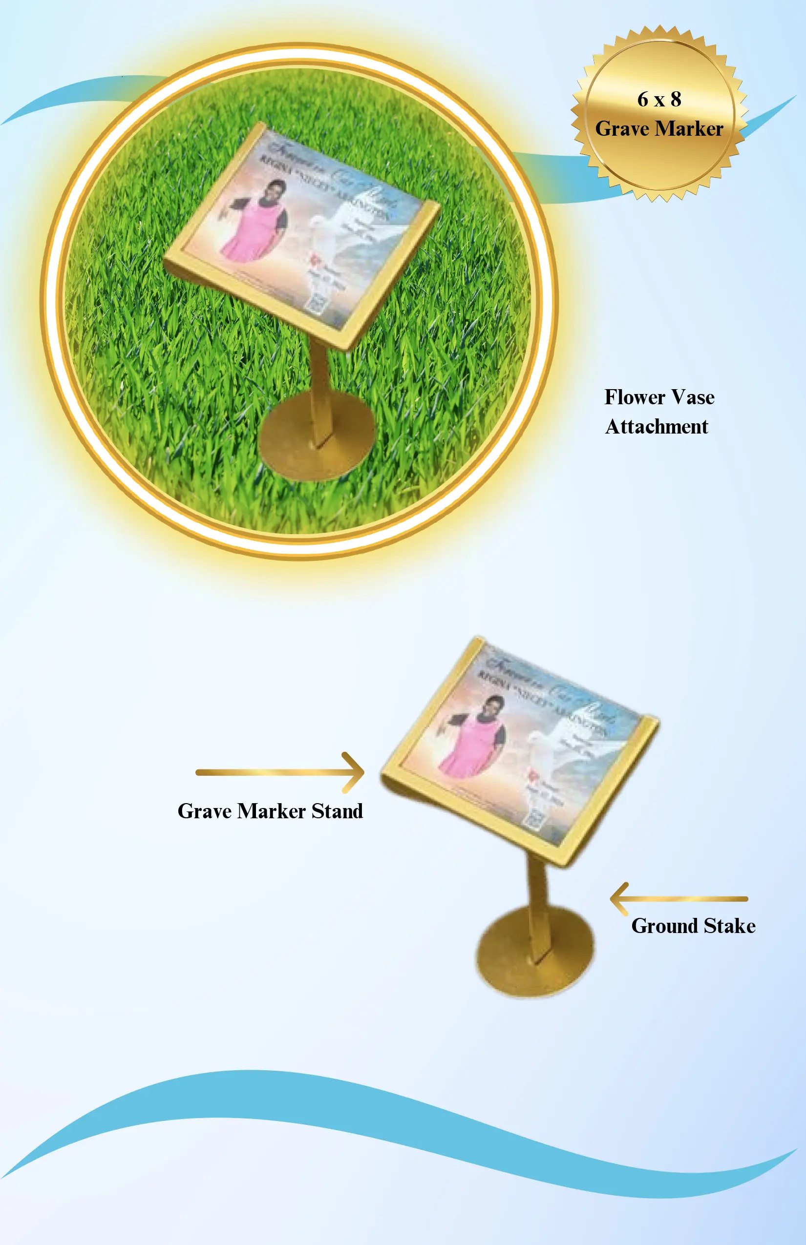 One Life Memorials 6X8 Temporary Grave Marker Display