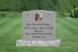 Single Gray Upright with Flowers and Photo [371879]