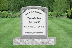 Single Gray Upright with Butterflies and Double Line Border [372162]