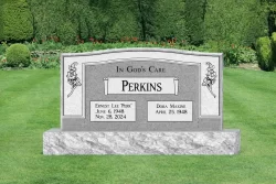 Double Gray Upright Monument with Floral Border [372376]