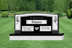 Double Black Upright Monument with Floral Border [372378]