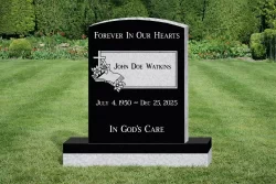 Single Black Upright with Border, Cross, Bible, and Flowers [372535]