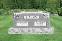 Gray Double Upright Monument with Cross and Floral Panel [372554]