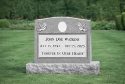 Gray Slant Memorial with Doves and Optional Photo Oval [373941]