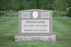 Gray Slant Memorial with Optional Etchings and Photo Oval [447822]