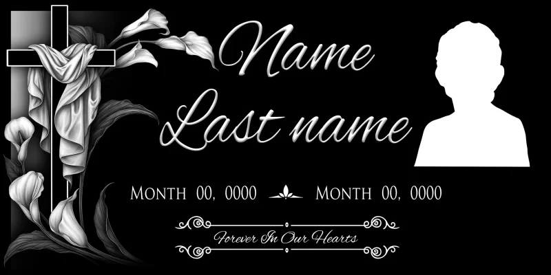 Cross & Calla Lilies Memorial Portrait Panel Template [ART-5024]