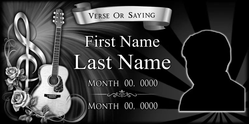 Musical Tribute Memorial Panel Template — Guitar & Treble Clef Design [ART-5027]